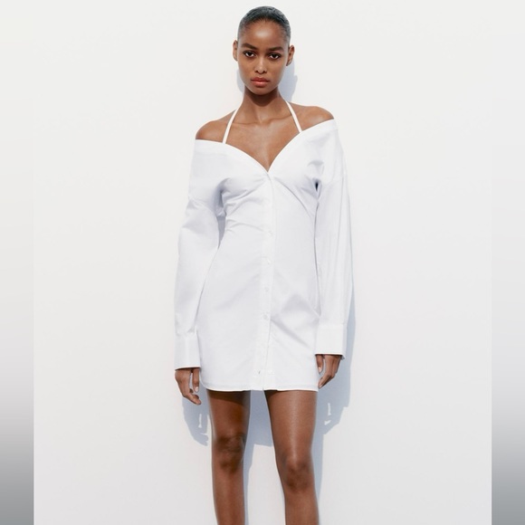 Zara OFF-THE-SHOULDER TRENCH COAT DRESS. - Picture 2 of 9